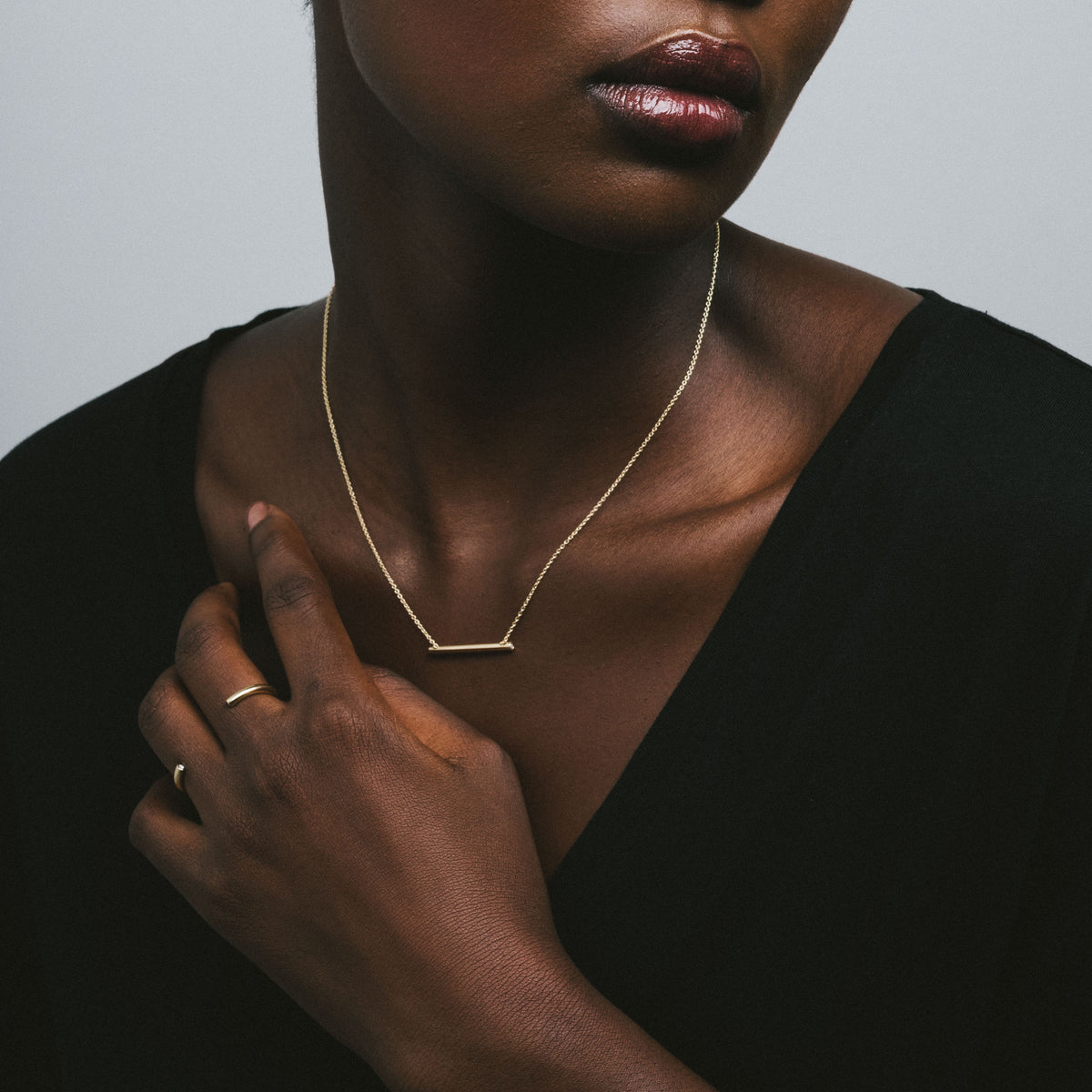 Tubular Fairmined Gold And Lab-Grown Diamond Horizontal Necklace