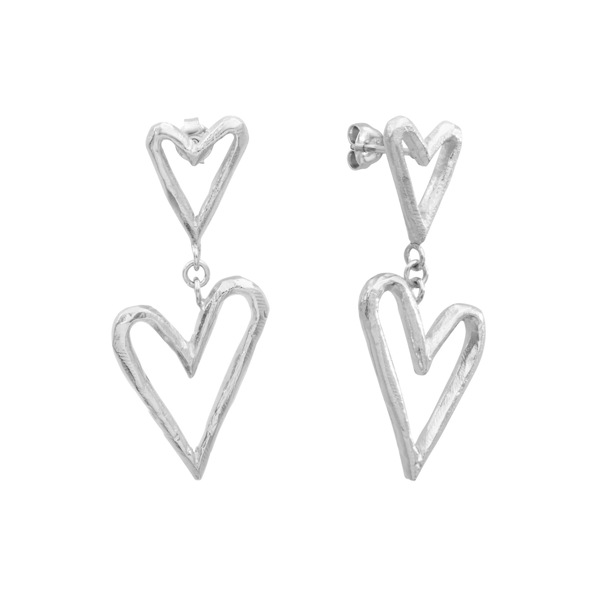 Sterling Silver Double Heart Earrings