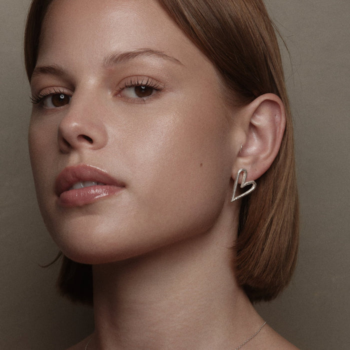 Sterling Silver Big Heart Earrings by Aurore Havenne