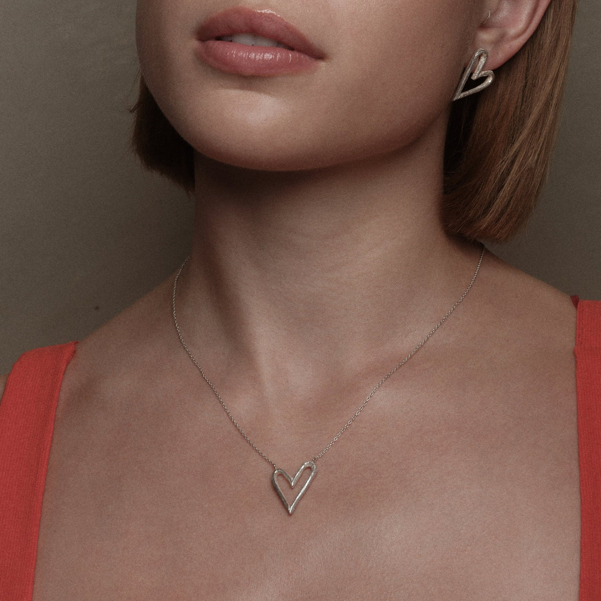 Silver Big Heart Necklace by Aurore Havenne