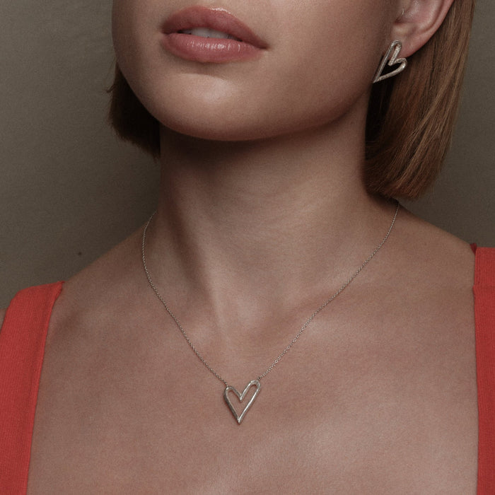 Silver Big Heart Necklace by Aurore Havenne