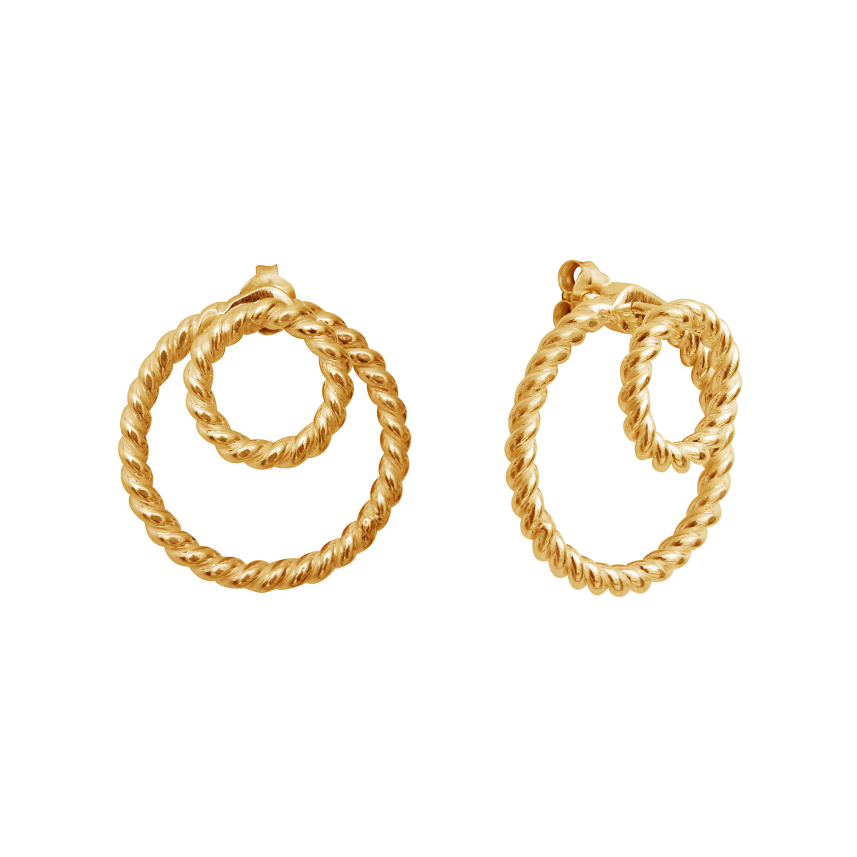 Gold Plated Silver Calista Ombrée Earrings Twist by the minimalist jewelry designer Aurore Havenne