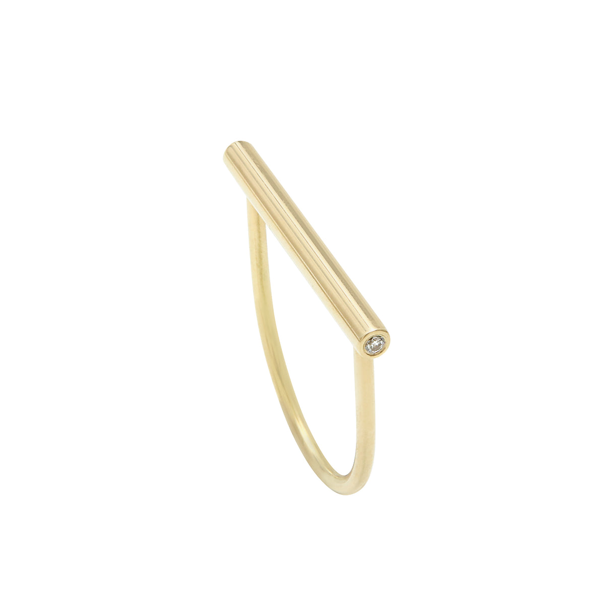 Tubular Fairmined Gold And Lab-Grown Diamond Horizontal Ring