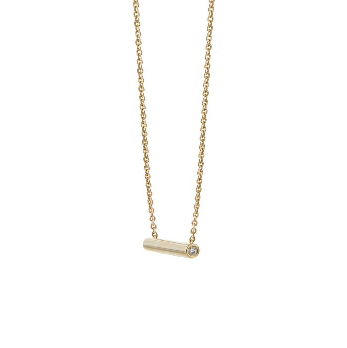 Tubular Fairmined Gold And Lab-Grown Diamond Horizontal Necklace