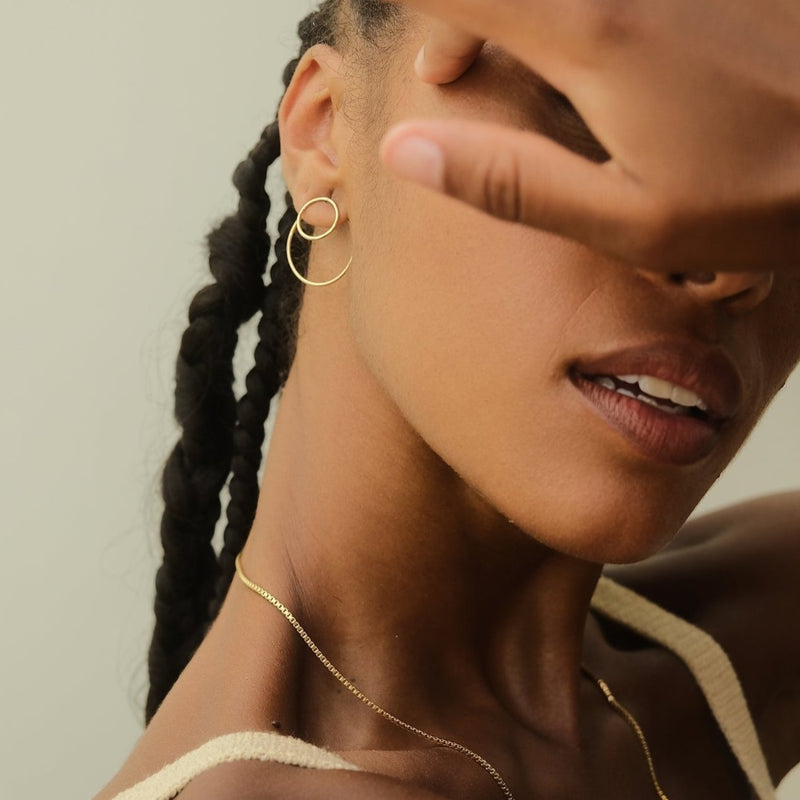 Boucles d'oreilles Double Circle en argent plaqué or par Aurore Havenne