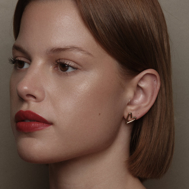 Gold-Plated Silver Small Heart Earrings by Aurore Havenne