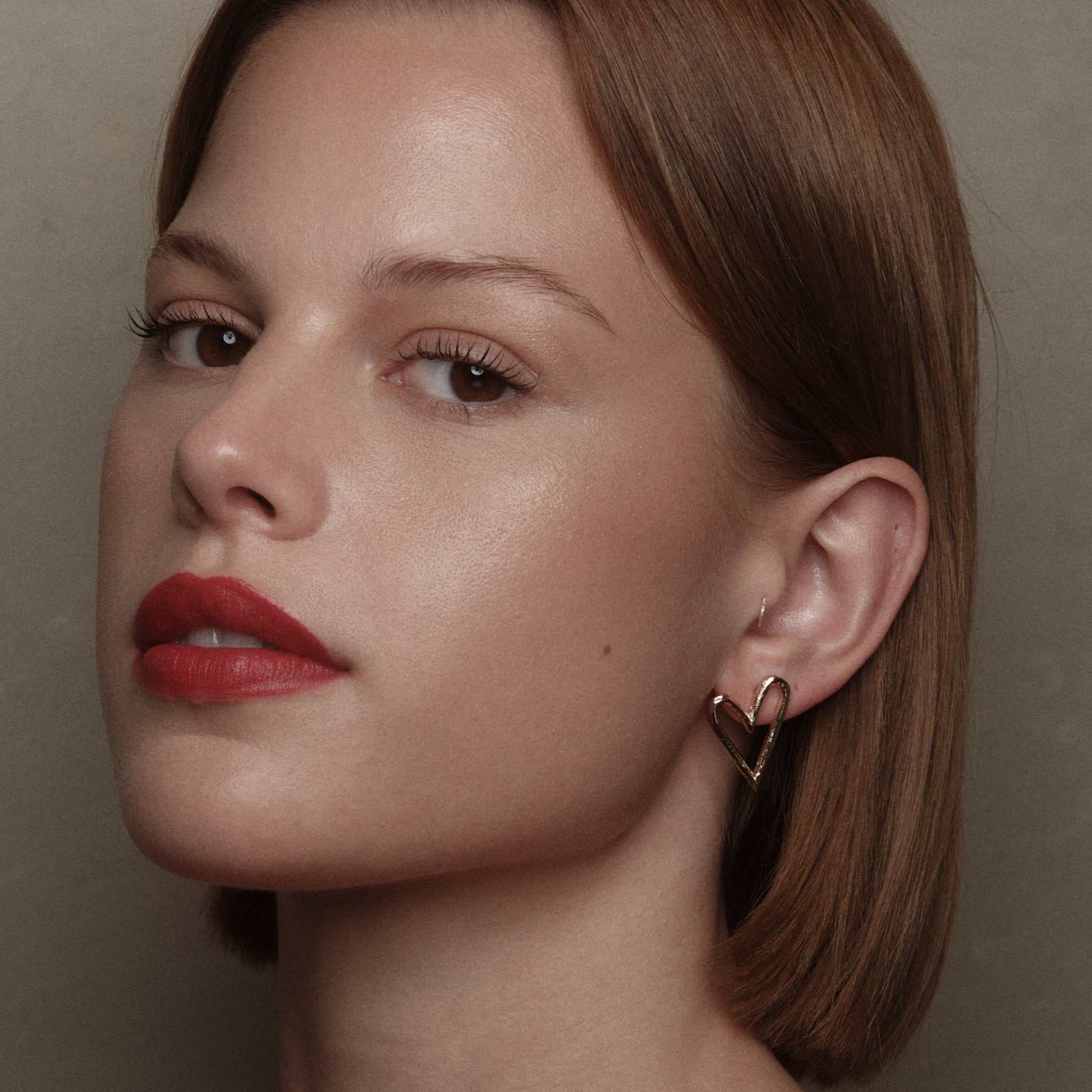Gold-Plated Silver Big Heart Earrings by Aurore Havenne
