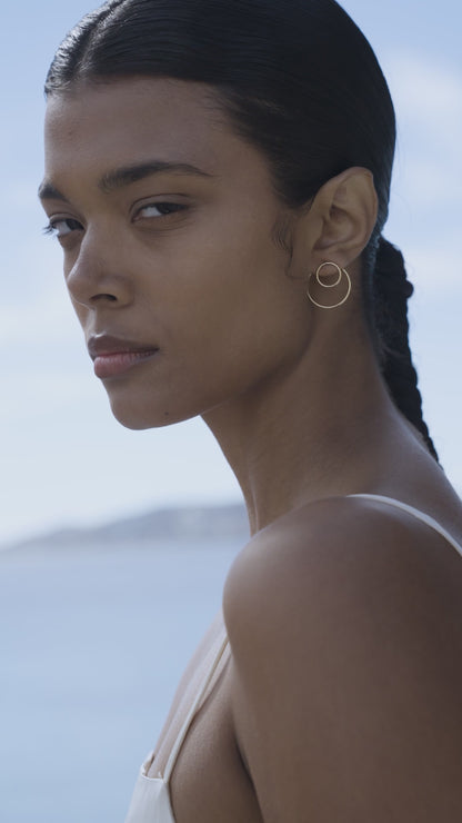 Boucles d'oreilles Double Circle Argent