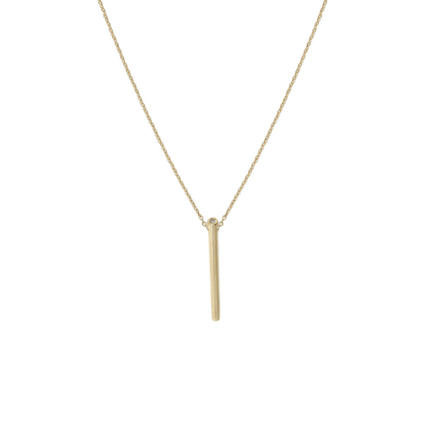 Tubular Fairmined Gold And Lab-Grown Diamond Vertical Necklace by belgian jewelry designer Aurore Havenne