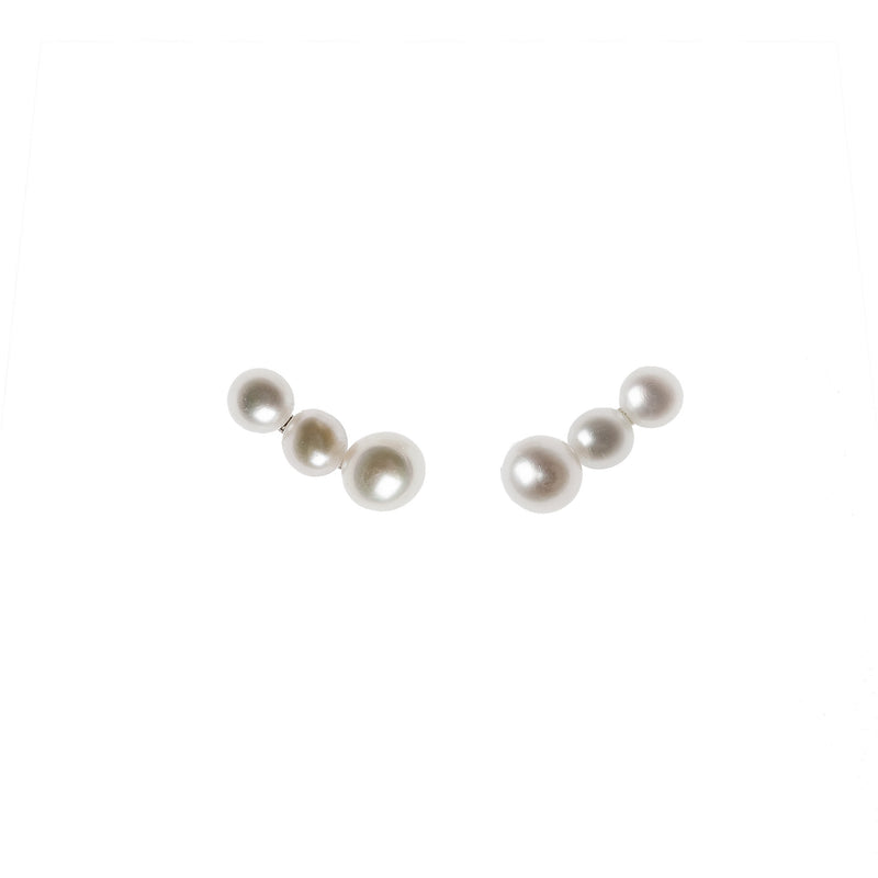Petites boucles d'oreilles en argent avec 3 perles, parfaites pour les grandes occasions