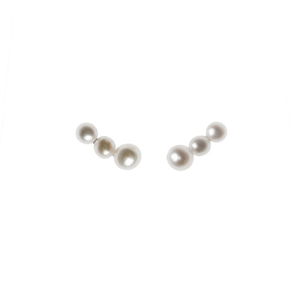 Petites boucles d'oreilles en argent plaqué or avec 3 perles, parfaites pour les grandes occasions