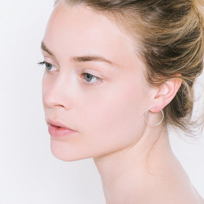 Silver Large Circle Earrings by Aurore Havenne