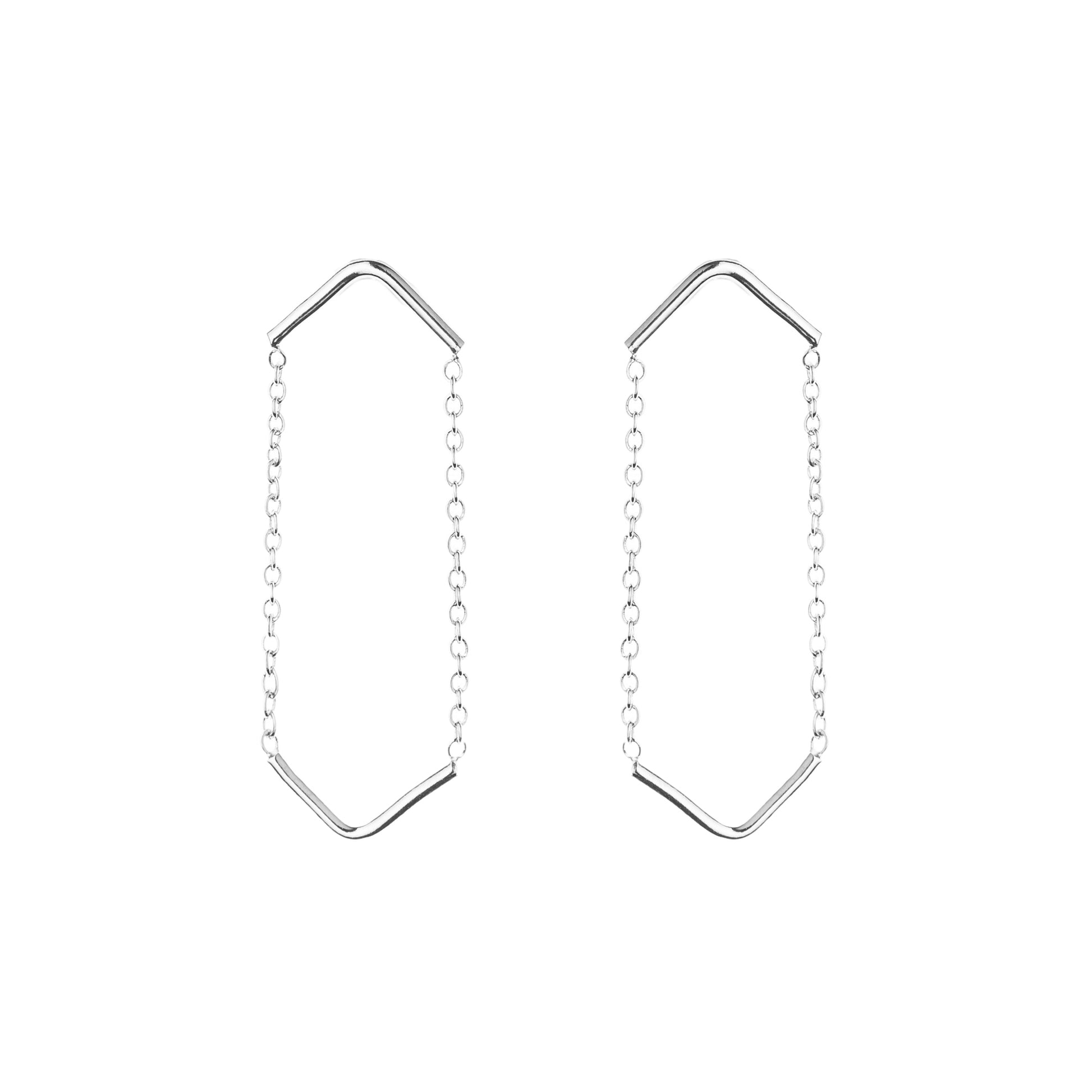 Silver Double Unity Triangle Earrings