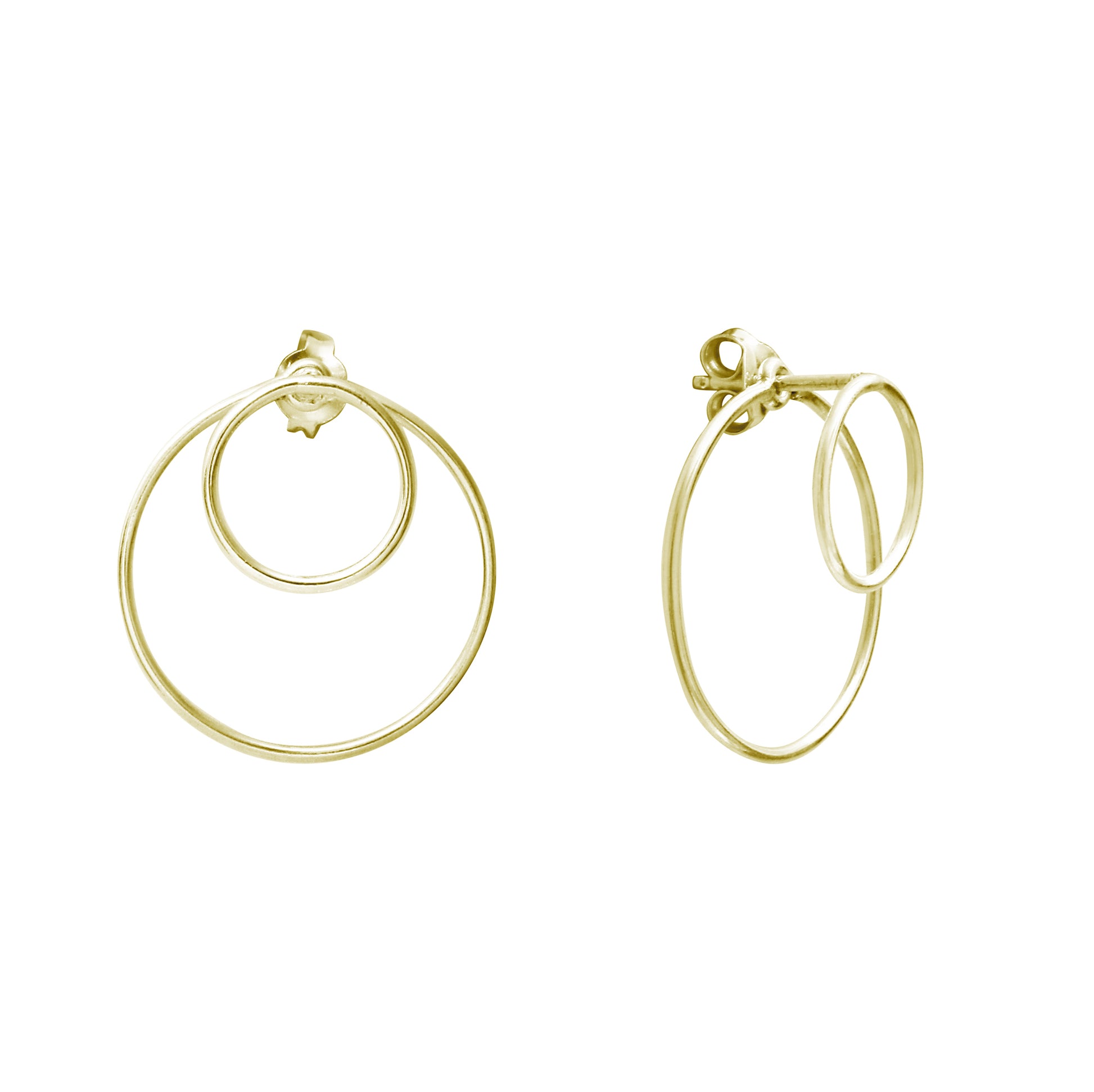 Gold-Plated Silver Double Circle Earrings by Aurore Havenne