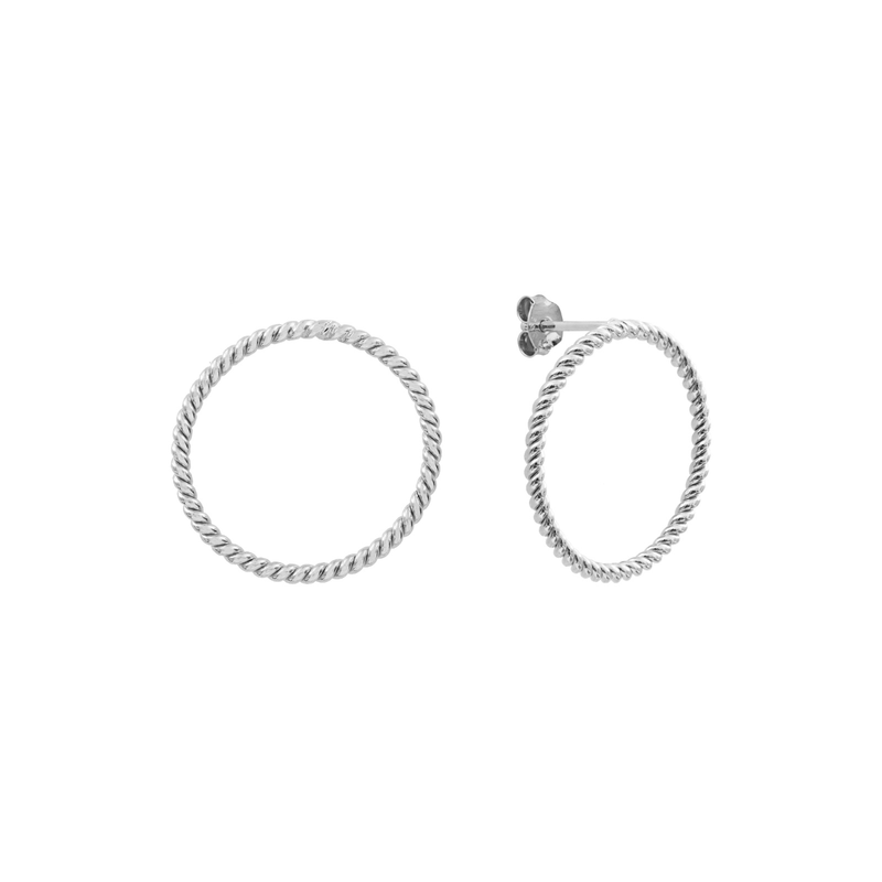 boucles d'oreilles minimalistes en argent torsadé en forme de cercle