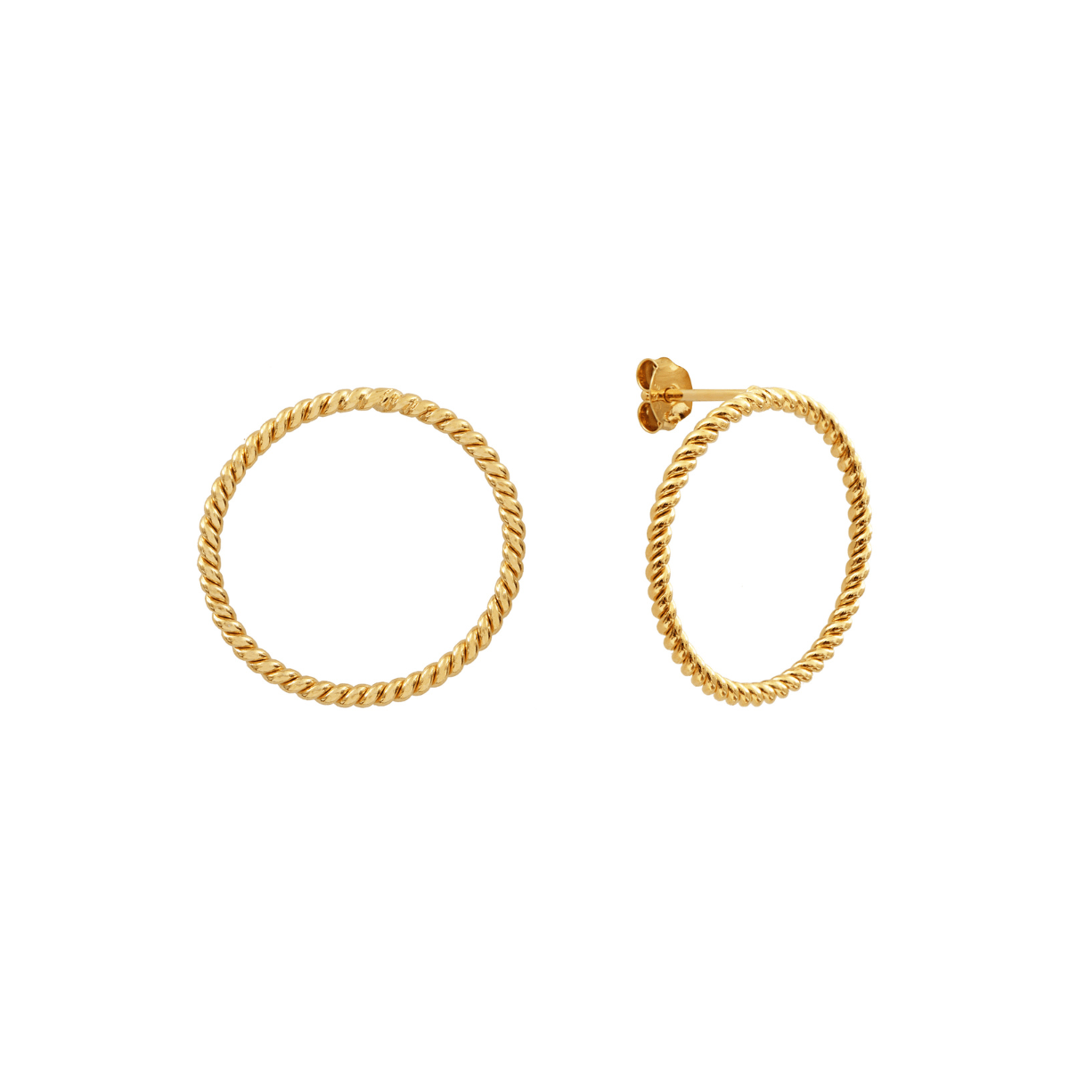 boucles d'oreilles minimalistes en forme de cercle en vermeil torsadé